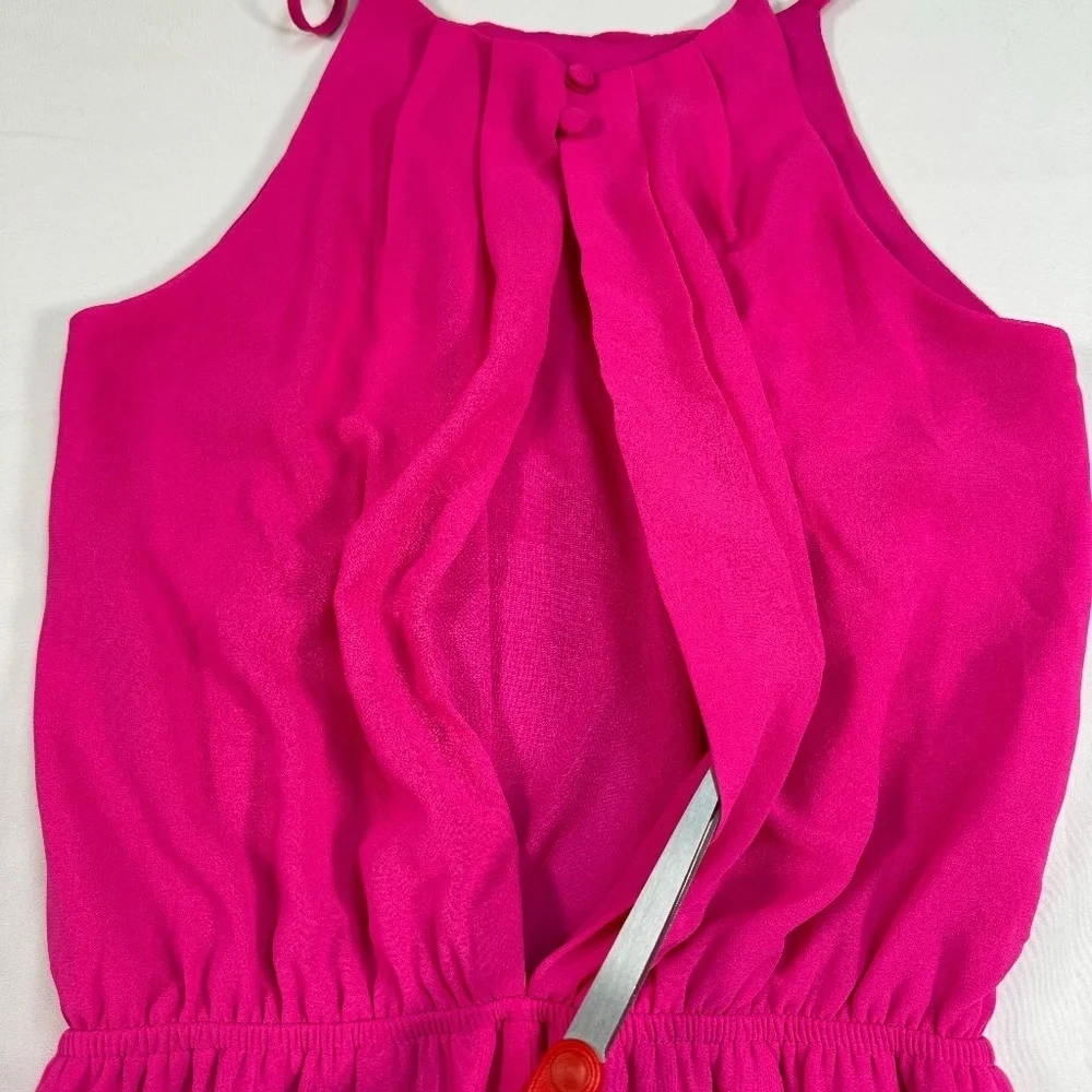 Ya Los Angeles Sleeveless Romper Womens Size Small Hot Pink Pockets Open Back - Picture 11 of 12